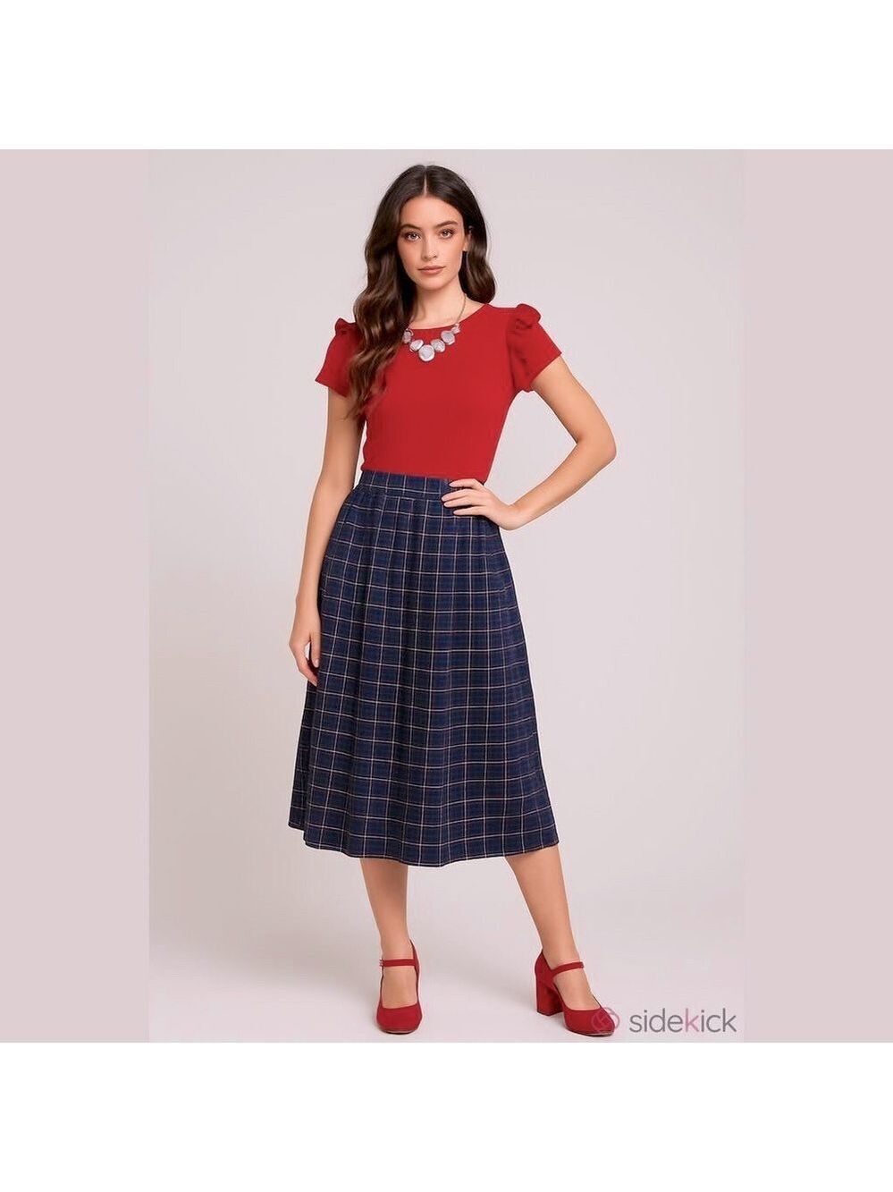 Vintage 90s preppy wool skirt high waist plaid midi school girl Heritage academy